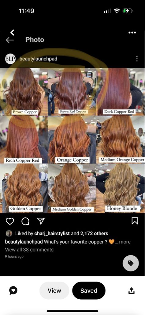 Brown Hair With A Hint Of Ginger, Copper Dye On Brown Hair, Copper Shades Hair, Ginger Over Brown Hair, From Brown To Copper Hair, Different Types Of Ginger Hair, Shades Of Ginger Hair Chart, Different Copper Hair Colors, Ginger Hair On Brown Hair