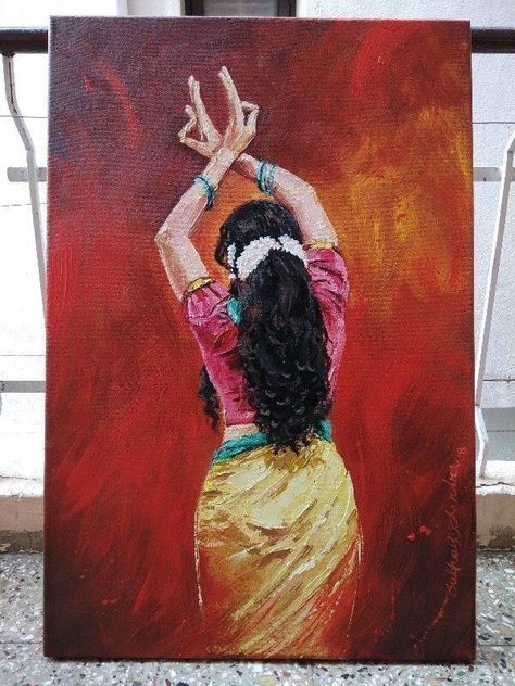 Folk Art Painting Indian, Bharatanatyam Art, Indian Folk Dance, Holi Painting, Indian Traditional Art, Paintings Of Women, Phad Painting, Paintings Beautiful, Anime Canvas Painting