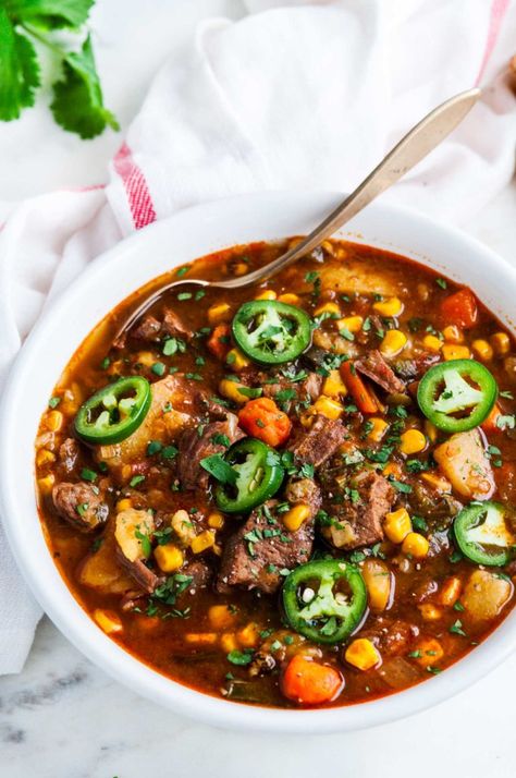 Mexican Peppers, Spicy Beef Stew, Hot Beef, Spicy Stew, Crockpot Recipes Beef Stew, Crockpot Stew, Beef Stew Crockpot, Spicy Beef, Beef Stew Recipe