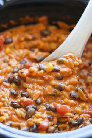 Enchilada Orzo, Slow Cooker Frittata, Crock Pot Vegetables, Slow Cooker Vegetarian Chili, Slow Cooker Enchiladas, Spiced Lentils, Dump Dinners, No Meat, Slow Cooker Vegetarian