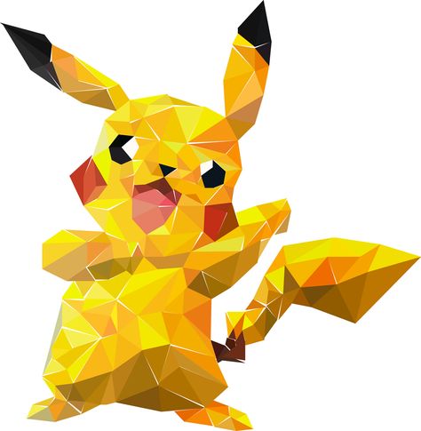 Polygon Art Animal, Polygon Art Illustration, Polygonal Art, Polygonal Design, Geometric Art Animal, Pikachu Drawing, Color Theory Art, Wpap Art, Poly Art