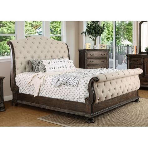 Dowton Abbey Upholstered Sleigh Bed | Wayfair Beige Sleigh Bed, Fabric Sleigh Bed, Tufted Sleigh Bed, California King Sleigh Bed, King Sleigh Bed, Sleigh Bed Frame, Soothing Bedroom, Queen Sleigh Bed, Upholstered Sleigh Bed