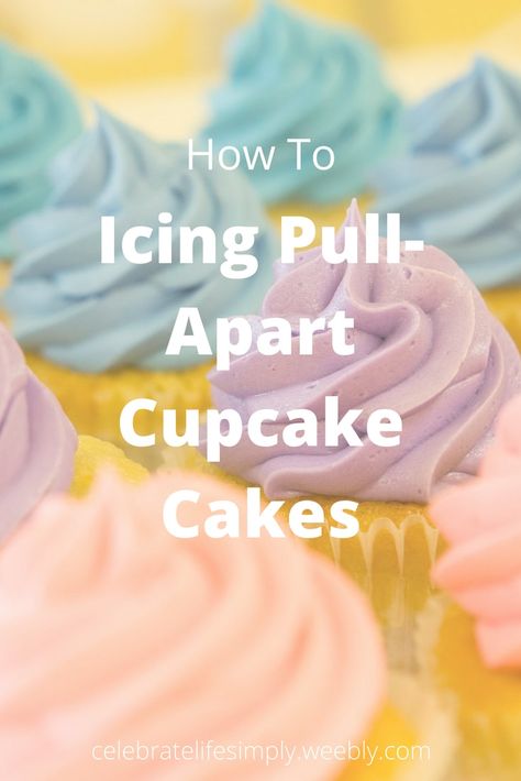 How To - Icing Pull-Apart Cupcake Cakes | When decorating a Pull-Apart Cupcake Cake you can ice them in different ways! How To Make A Cupcake Cake Pull Apart, How To Make Pull Apart Cupcake Cake, How To Frost A Pull Apart Cupcake Cake, Pull A Part Cupcakes, Diy Pull Apart Cupcake Cake, 5 Pull Apart Cupcakes, How To Make A Cupcake Cake, Number Cupcake Cake Pull Apart, Easter Cupcake Cakes Pull Apart