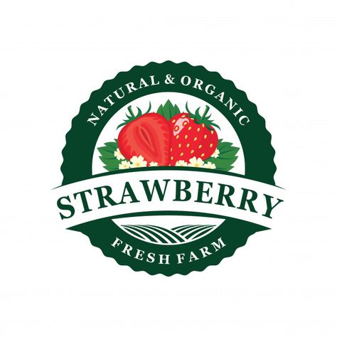 Strawberry Logo Design, Strawberry Logo, Food Label Template, Fruit Logo Design, Farm Logo Design, Fruit Labels, Fruit Logo, Fruit Packaging, Strawberry Farm