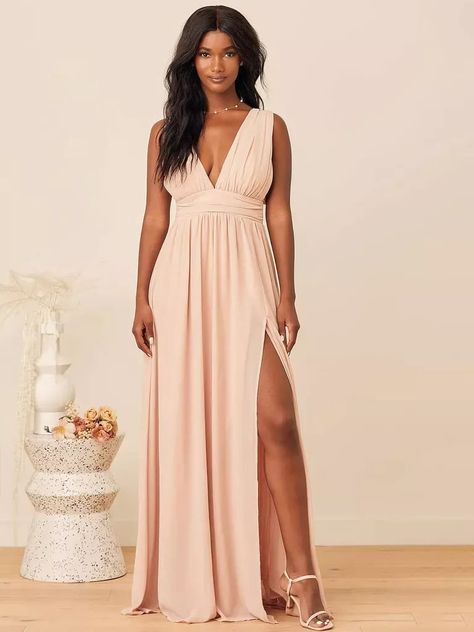 Pastel Bridesmaid Dresses, Blush Maxi Dress, Lulus Maxi Dress, Full Maxi Skirt, Perfect Bridesmaid Dress, Evening Dress Floor Length, Lulus Dresses, Pink Bridesmaid Dresses, Guest Attire