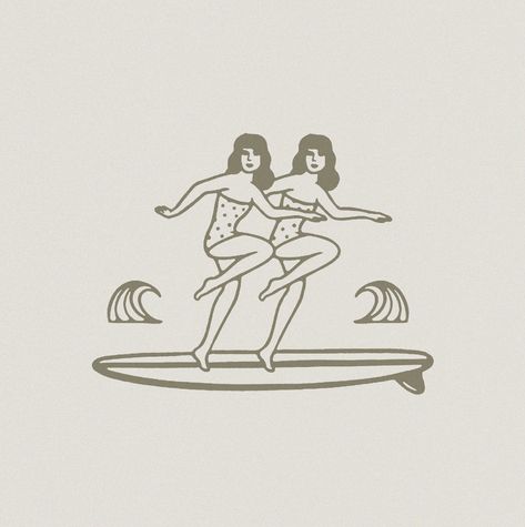 Cool Beach Tattoos, Beach Simple Tattoo, Simple Vintage Illustration, Surf Sketch Drawings, Vintage Line Drawing, Minimalist Beach Art, Retro Beach Illustration, Vintage Beach Illustration, Beach Design Graphic