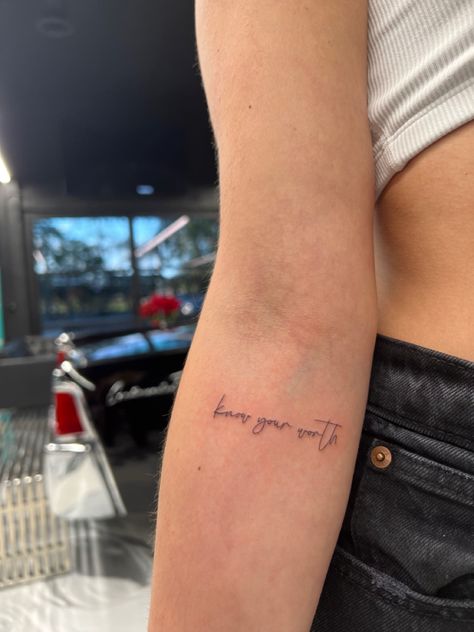 Tattoo Ideas Writing Words, Places To Put Word Tattoos, Tattoo Placements For Words, Small Handwriting Tattoo Placement, Fine Line Tattoos Quotes, Change Is Good Tattoo, Quote Tattoo Placement Ideas, Dainty Handwriting Tattoo, Minimalist Tattoo Writing