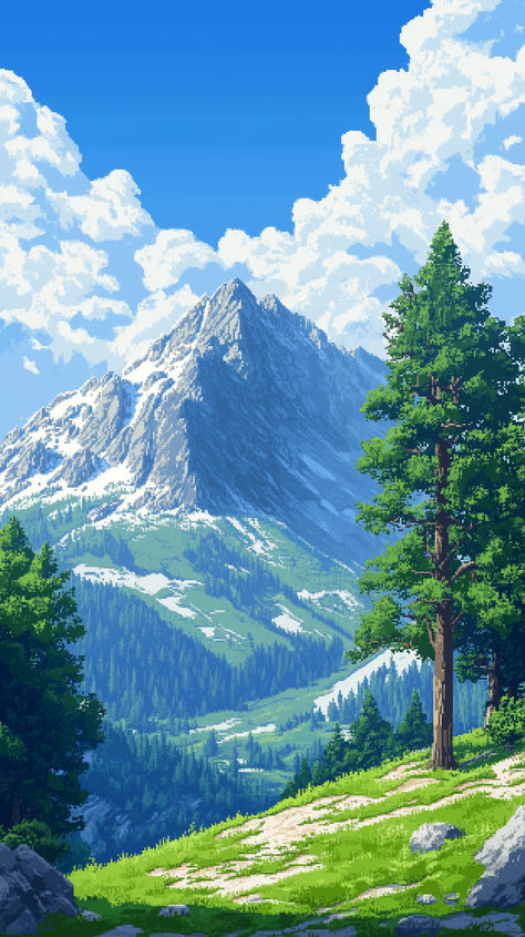 Pixel Art Mountainscape V2 Wallpapers #pixelartwallpaper #pixelart #wallpapers #wallpaper4k #pixelartlandscapes Pixel Art Wallpaper 4k, Pixel Wallpapers, Pixel Art Wallpaper, Background Art, Anime Scenery Wallpaper, Wallpaper 4k, Retro Vibe, Scenery Wallpaper, Anime Scenery