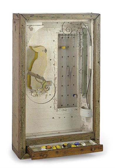 Artwork by Joseph Cornell, Untitled (Aviary), Made of gouache, and printed paper collage Joseph Cornell Artwork, Joseph Cornell Boxes, Box Assemblage, Joseph Cornell, 3d Collage, Shadow Box Art, Large Image, Tracing Paper, Expressionism Painting