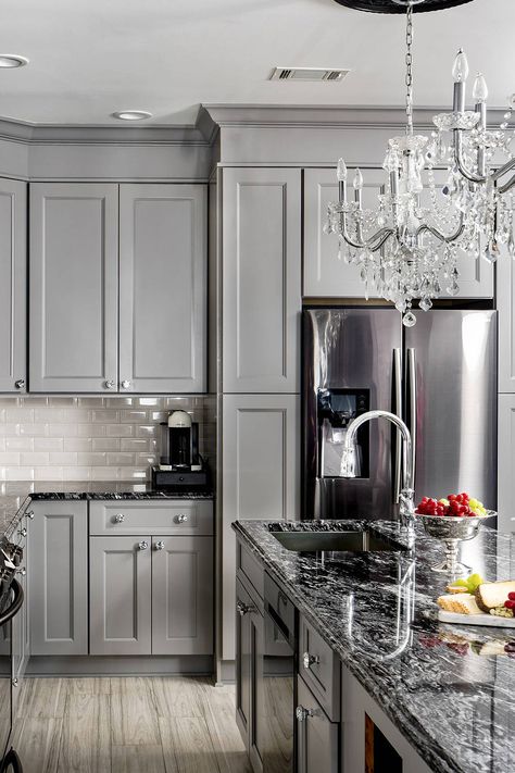 44 Gray Kitchen Cabinets ( DARK or HEAVY ? ) - Dark, Light & Modern! Kitchen Cabinets Dark, Blue Gray Kitchen Cabinets, Light Grey Kitchen Cabinets, Gray Kitchen Cabinets, Light Grey Kitchens, Almirah Designs, Dark Grey Kitchen, Серая Кухня, Grey Kitchen Designs