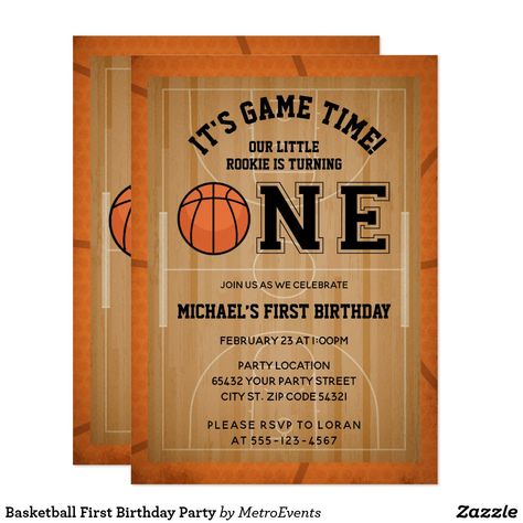 Basketball First Birthday Party Invitation Basketball First Birthday Party, Basketball First Birthday, Basketball Birthday Party Invitations, Basketball Themed Birthday Party, Art Birthday Party Invitations, Basketball Theme Birthday, Basketball Birthday Invitations, Basketball Birthday Party, Boy Party Invitations