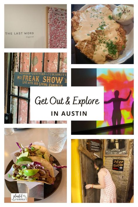 Are you planning a girls' trip, road trip, or bachelorette trip to Austin, Texas? This travel guide has all the details you need to plan a 3 or 4 day girls' weekend! This travel guide talks hotels like the Austin Hilton. We talk shopping, dinner and brunch at Austin restaurants like Taquero Mucho, Moonshine Grill, Midnight Cowboy Speakeasy in Austin. We also talk about museums in Austin, art in Austin, and fun on the Austin river. Plan the best girls weekend in Austin! via @PlantedinArkansas Trip To Austin Texas, Weekend In Austin, Austin Restaurants, Midnight Cowboy, Austin Art, Bachelorette Trip, Girls Weekend, Austin Texas, Girls Trip