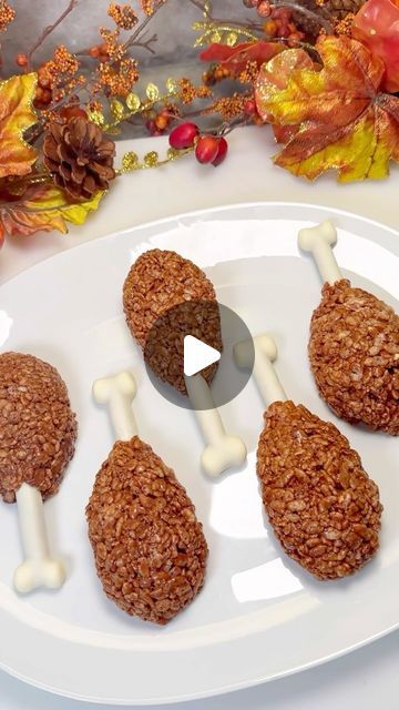 Genevieve LaMonaca on Instagram: "Turkey Legs Treats🍗 Follow @chefgenevieve for 25 Festive Recipes #thanksgiving #friendsgiving 

Turkey Leg Rice Crispy Treats
Makes 12

Ingredients:
6 pretzel rods
12 mini marshmallows 
10oz white melting wafers 
1/2 cup salted butter
3 tbsp hot cocoa mix
10 oz mini marshmallow 
8 cups rice crispies

Cut pretzel rods in half. Cut mini marshmallows in half and stick each half on the bottom of the uncut side of the pretzel stick.

Melt white melting wafers according to package directions then dip the pretzels in, marshmallow side down. 

Allow to dry on parchment paper in the fridge (you can double dip once dried resulting in a better color)

For the rice crispy treats, melt butter in a pot on low heat  then add hot cocoa powder mix. Once fully incorporated Rice Krispie Turkey Legs Treats, Turkey Leg Treats, Rice Crispy Turkey Leg Treats, Turkey Pretzel Rods, Thanksgiving Pretzel Rods, Rice Krispie Turkey, Hot Cocoa Powder, Friendsgiving Turkey, Turkey Treats