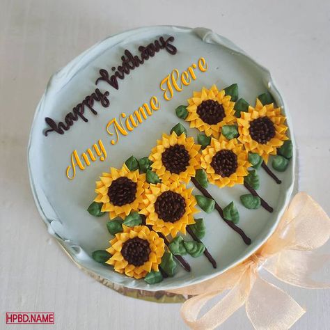 Sunflower Birthday Wishes Cake For Mom With Name Editing Sunflower Cake Designs Birthday, Sunflower Cake Birthday Simple, Sunflower Cake Ideas Birthday, Sunflower Birthday Wishes, Sunflower Cake Birthday, Birthday Cakes For Mom, Cake Ideas For Mom, Birthday Cake Mom, Heart Cake Birthday