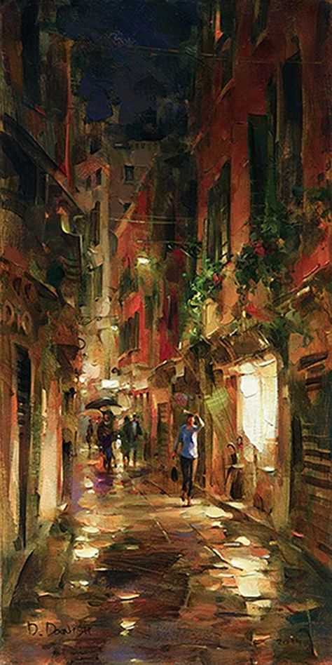 Dimitri Danish, Dmitri Danish, Street At Night, Lion Painting, Abstract City, City Painting, Cityscape Art, Cityscape Painting, Aesthetic Painting