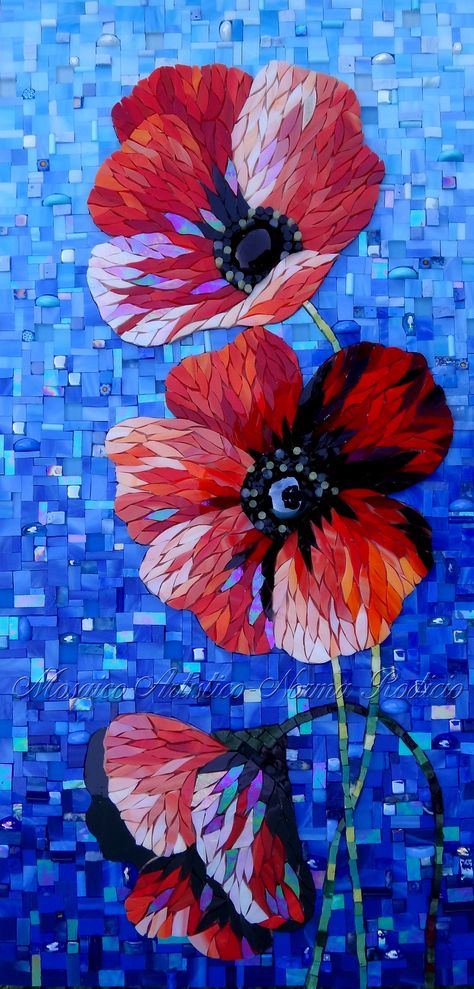 Flower Mosaic, Mosaic Garden Art, Floral Mosaic, Mosaic Art Projects, Mosaic Stained, Mosaic Tile Art, Glass Mosaic Art, Mosaic Pictures, Mosaic Flowers