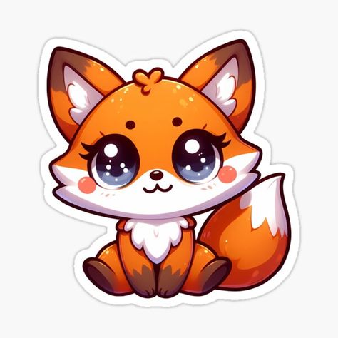 Cute Fox Stickers, Cute Fox Drawings, Cute Fox Cartoon, Girly Fox, Cute Fox Drawing, Fox Cartoon, Disney Drawings Sketches, Fox Drawing, Cute Kawaii Animals