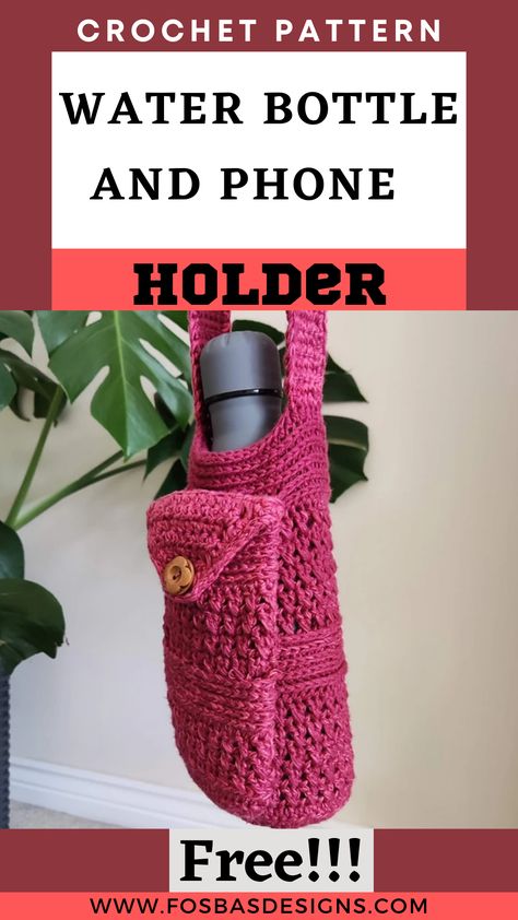 Water Bottle And Phone Holder, Crochet Phone Case, Crochet Water Bottle Holder, Crochet Plant Hanger, Crochet Phone Cases, Crochet Pouch, Crochet Plant, Beginner Crochet Projects, Crochet Handbags Patterns