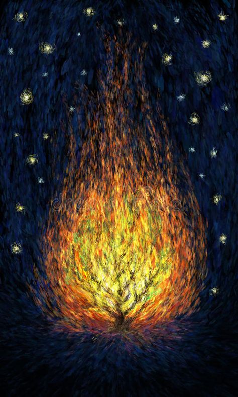 Universe Illustration, Prophetic Painting, Dark Universe, Biblical Artwork, Arte Judaica, Painting Impressionism, Christian Backgrounds, Burning Bush, Judaica Art