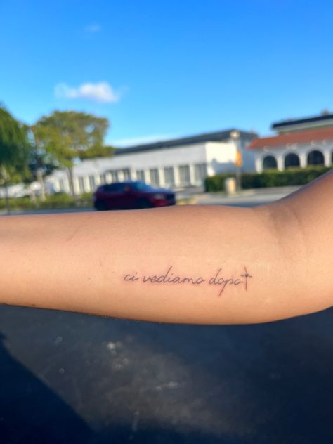 Italian Script Tattoo, Italian Inspired Tattoos, Italian Tattoo Ideas, Italian Tattoos For Women, Italian Quote Tattoos, Italian Tattoos, Italian Phrases, Text Tattoo, Italian Quotes