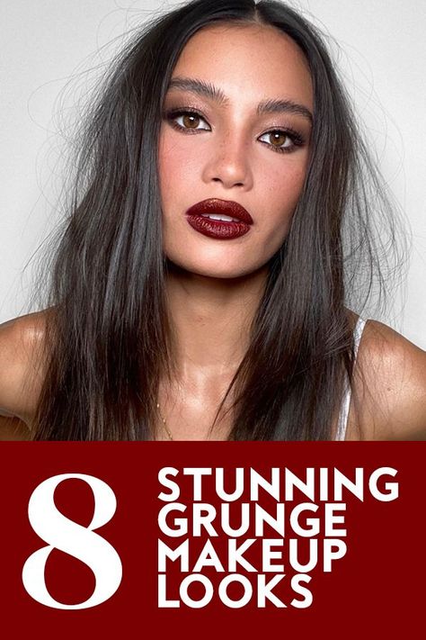 Thanks to Julia Fox's iconic red carpet look, grunge makeup is making waves on the internet. #makeup #beauty Eye Makeup Rockstar, Grunge Make Up Ideas, 2024 Makeup Looks, 90’s Grunge Makeup, Rock N Roll Makeup, Red Carpet Makeup Looks, Grunge Makeup Looks, Rocker Makeup, Edgy Grunge Outfits