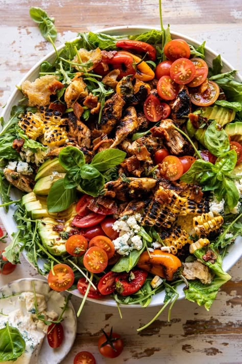 Summer Chicken Salad with Hot Bacon Dressing | halfbakedharvest.com Salad With Hot Bacon Dressing, Summer Chicken Salad, Salad Snacks, Hot Bacon Dressing, Half Baked Harvest Recipes, Avocado Pasta Salad, Bacon Dressing, Summer Chicken, Salad With Chicken