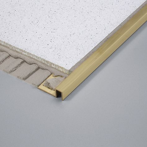 Generally you need tile trim between 1.5 - 2.0mm deeper than your tiles to allow for the adhesive. Length: 2.5m Trim For Walls, Brass Tile Trim, Japandi Toilet, Brass Tile, Bathroom Main, Ensuite Ideas, Tile Edge Trim, Georgian Manor, Natural Tile