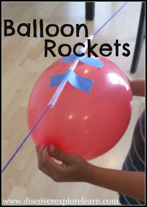 Super-fun balloon rockets also teach an important science lesson. | 33 Activities Under $10 That Will Keep Your Kids Busy All Summer Balloon Rockets, Vetenskapliga Experiment, Aktiviti Prasekolah, Uppfostra Barn, Permainan Kerjasama Tim, Balloon Rocket, Easy Science Projects, Aktiviti Kanak-kanak, Kid Science