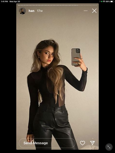 Hannah Taylor, Aesthetic Pictures, Leather Pants, Casual Outfits, Mirror Selfie, Pants, Clothes, Trousers, Leather Trousers