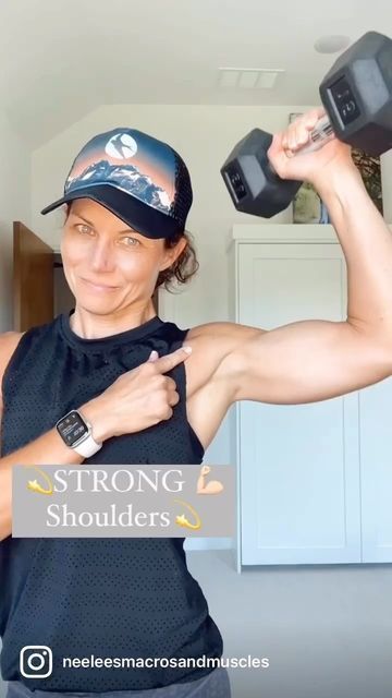 Neelee Tschetter | Certified Macro Coach on Instagram: "Not only do STRONG 💪🏻 Shoulders look great but they are essential for upper body strength for everyday activities! You use your shoulders for carrying groceries, pulling weeds, picking up kids, reaching the top shelf and so much more. Be sure to do some arm circles and jumping jacks to warm up your muscles then try this shoulder circuit 2-3x. Reminder ~ your form is crucial to building strength & avoiding injury. Form first then increase Side Lateral Raise, Db Shoulder Press, Upper Arm Exercises, Build Shoulders, Abdominal Pain Relief, Healthy Book, Pulling Weeds, Shoulder Day, Building Strength