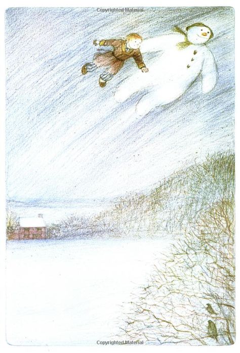 Raymond Briggs Illustration, The Snowman And The Snowdog, Winter Picture Books, The Snowman Movie, Vintage Snowman Illustration, The Snowman Raymond Briggs, Snowman Drawing, Vintage Frosty The Snowman, Snowman And The Snowdog