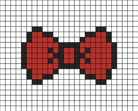 A pixel art template of a red bow-tie. Black And Red Pixel Art, Pixel Art Clothes, Bow Pixel Art, Drawings Pixel, Small Pixel Art Ideas, Red Pixel Art, Pixel Bow, Karakter Sanrio, Graph Crochet