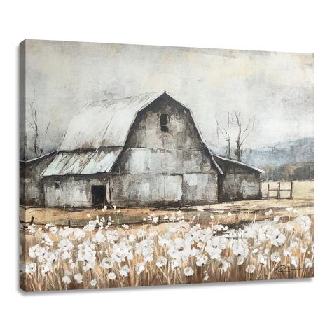 PRICES MAY VARY. Artwork Size: 12"x15", 1 panel. Rural Themed Design: This vintage original farmhouse rustic wall decoration has rich texture and brings homely memories of a time gone by. Production Material and Maintenance: The canvas is wrapped in a solid wood frame, and the back of the frame is equipped with a hanger, ready to hang. The canvas used is waterproof, and you can use a damp cloth to wipe away dust. Recommended Uses for Product: Farmhouse rustic wall art is perfect for your living Farmhouse Wall Collage, Farm Artwork, Original Farmhouse, Farm Room, Picture Wall Decor, Farmhouse Canvas, Farmhouse Paintings, Living Room Decor Wall Art, Barn Pictures