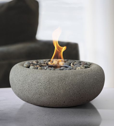 The Zen Tabletop Fire Bowl connects the calming influence of fire with an edgeless design to create a comforting environment wherever you place it. Featuring the addition of Mexican beach pebble, the Zen fire bowl is the perfect accessory for your table setting or outdoor living space. Create the perfect environment with fire anytime and anywhere, indoors or out. We especially love using it to make s'mores! Light your fire bowl with our clean-burning and odorless terraflame gel fuel canisters Fire Bowl Table, Zen Table, Tabletop Fire Bowl, Mexican Beach Pebbles, Smores Dip, Tabletop Fire Pit, Portable Fireplace, Tabletop Fireplaces, Tabletop Firepit