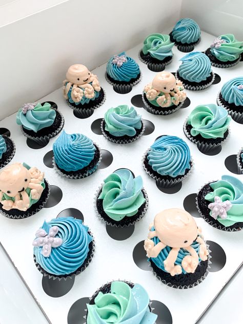 Oneder The Sea 1st Birthday Cupcakes, Ocean Theme Cupcakes Kids, Sea Life Cupcakes, Oneder The Sea Cupcakes, Ocean Birthday Cupcakes, Sea Animal Cupcakes, Summer Birthday Cupcakes, Under The Sea Birthday Cupcakes, Sea Creature Cupcakes