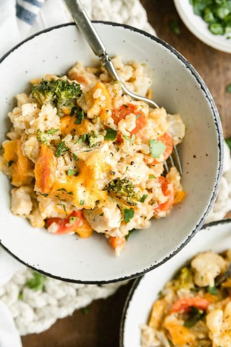 Chicken Veggie Rice Casserole, Cheesy Chicken And Rice Casserole, Chicken And Rice Casserole Recipe, Cheesy Chicken And Rice, Real Food Dietitians, Chicken And Rice Casserole, Veggie Casserole, Casserole Easy, Rice Casserole Recipes