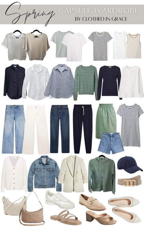 Spring Capsule Wardrobe 2024 - Clothed In Grace Soft Summer Wardrobe Capsule, Spring Capsule Wardrobe Casual, Travel Capsule Wardrobe Spring, Nude Slip Dress, Capsule Wardrobe Women, Birds Chirping, Spring Capsule, Early Mornings, Spring Capsule Wardrobe