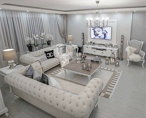 Glam Living Room, Luxury Living Room Design, Simple Living Room, Living Room Decor Cozy, White Living Room, Elegant Living Room, Living Room Decor Apartment, A Living Room, Formal Living Rooms