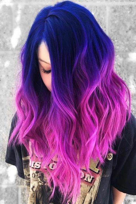 Galaxy Ideas, Hair Mascara, Purple Ombre Hair, Blue Ombre Hair, Galaxy Hair, Hair Color Crazy, Ombré Hair, Pretty Hair Color, Trendy Hair Color