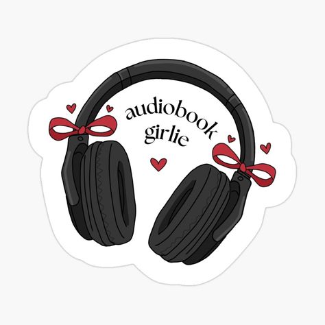 Get my art printed on awesome products. Support me at Redbubble #RBandME: https://www.redbubble.com/i/sticker/Audiobook-Girlie-Reader-With-Bow-Coquette-Book-Sticker-by-gomi-studio/162862883.EJUG5?asc=u Stickers About Books, Stickers Aesthetic Journal, Book Related Stickers, Stickers Books Printable, Audiobook Stickers, Stickers To Print Out, Girlie Stickers, Sticker Book Tattoo, Books Stickers Aesthetic