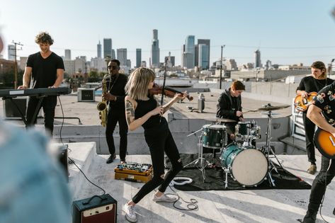 We All Fit Together, Woman Playing Violin, Sofar Sounds, Band On Stage, Band Shoot, Heavy Metal Movie, Band Performance, Music Photoshoot, Band Performing