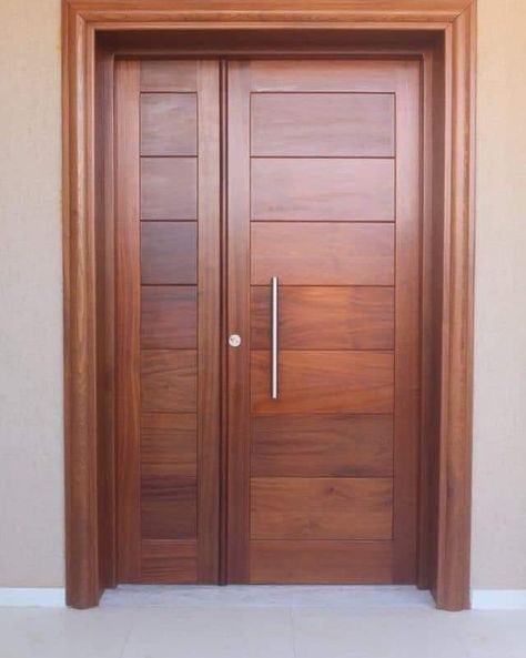 Tek Wood Main Door Design, Flush Double Door Design Modern, Front Door Design Wood Modern Double Door, Front Door Design Wood Double Door, Main Gate Double Door Design, Wooden Double Front Doors Kerala, Double Shutter Main Door Design, Front Door Design Wood Kerala, Wooden Main Door Design Entrance Modern Double