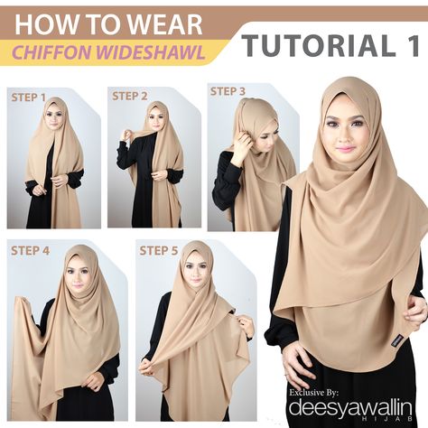 Tutorial Chiffon Wideshawl  Facebook: Closet Heart Official  Instagram: Closet Heart Square Hijab Tutorial, Habits Musulmans, How To Wear Hijab, Tutorial Hijab Pashmina, Simple Hijab Tutorial, Turban Hijab, Hijab Wedding Dresses, Simple Hijab, Pashmina Hijab Tutorial