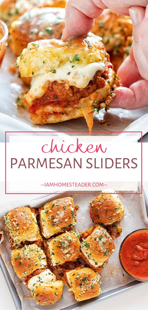 Parmesan Sliders, Chicken Parmesan Sliders, Fingerfood Baby, Hawaiian Roll, Appetizers For A Crowd, Mini Sandwiches, Salad Pasta, Slider Recipes, Party Appetizer