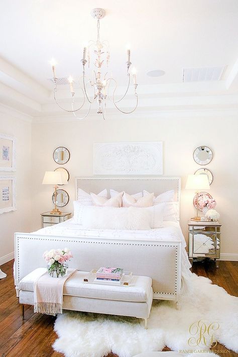 How to Decorate with a Limited Budget - Randi Garrett Design Paint – Ralph Lauren’s Edwardian Linen mixed by Dunn Edwards Bedroom Decor | Home Decor | Rustic | Farmhouse | Farm House | Country Home | Bedroom Ideas | House  Ideas | Apartment Decor | Apartment Bedroom | Master Bedroom #bedroom #bedroomdecor #bedroomideas #homedecor Glam Bedroom, Dekorasi Kamar Tidur, Dunn Edwards, Furniture Shopping, Pretty Bedroom, Master Bedrooms Decor, Beautiful Clothes, White Bedroom, Dream Rooms