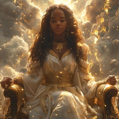 Queen Aesthetic Black Woman, Black Royalty Art, Black Warrior Princess, Octavia Core, Black Queen Aesthetic, Black Goddess Aesthetic, Black Royalty Aesthetic, Sun Goddess Art, Black Character Art