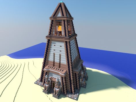 Pharaoh's Lighthouse Minecraft Project Minecraft Pyramid, Minecraft Lighthouse, Minecraft Building Guide, Minecraft Structures, Minecraft Medieval, Rumah Minecraft, Minecraft City, Minecraft Plans, Minecraft Tips