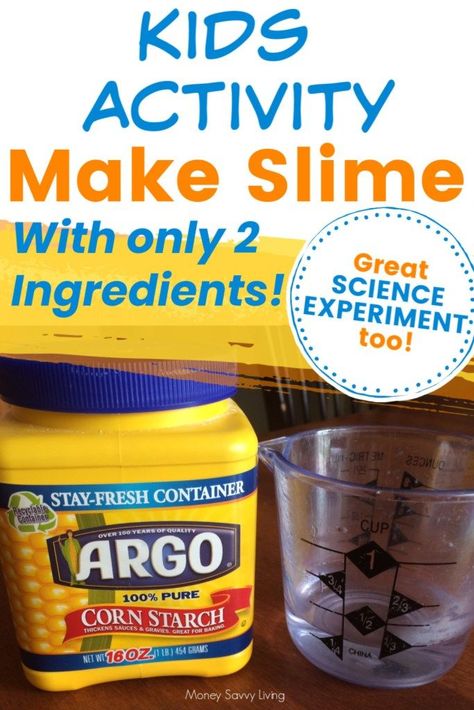 Slime Cornstarch, Cornstarch And Water Experiment, Cornstarch Slime, 2 Ingredient Slime, Cornstarch And Water, How To Thicken Sauce, Money Savvy, Slime For Kids, Science Projects For Kids