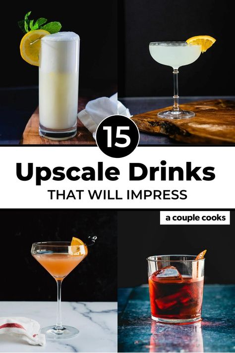 Here are the top upscale drinks for when you're looking to impress! These fancy drinks look (and taste) the part. #upscaledrinks #upscale #drinks #cocktails Fancy Cocktails Recipes, Liqueur Cocktails, Cocktails Tequila, Drinks Vodka, Ramos Gin Fizz, Geometric Clock, A Couple Cooks, Cocktail Bitters, Vodka Martini