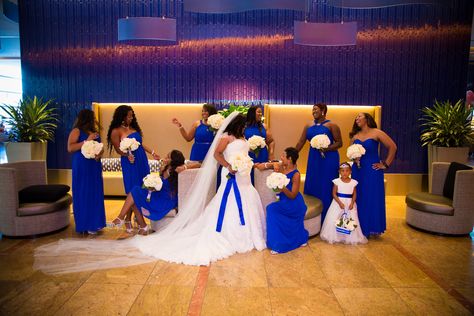 Our Royal Blue and White Wedding Royal Blue Bridesmaids Dresses Royal Blue And White Wedding, Ballgown Wedding Dresses, Wedding Royal Blue, Royal Blue Wedding Theme, Kim Wedding, Royal Blue Bridesmaids, Blue Bridesmaids Dresses, Blue Wedding Gowns, Wedding Royal